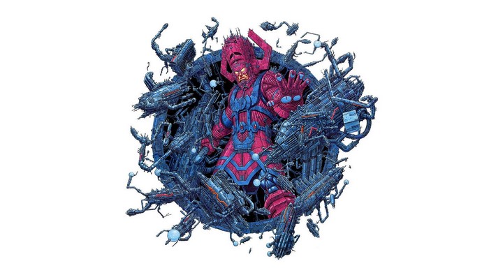Galactus from Marvel Comics surrounded by machinery