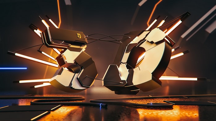 3D numbers with neon lights