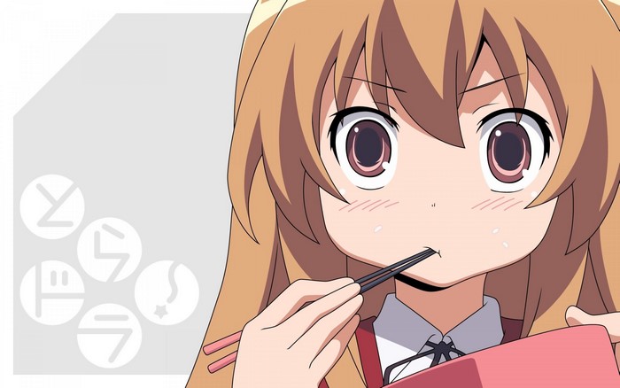 Aisaka Taiga from Toradora! eating with chopsticks