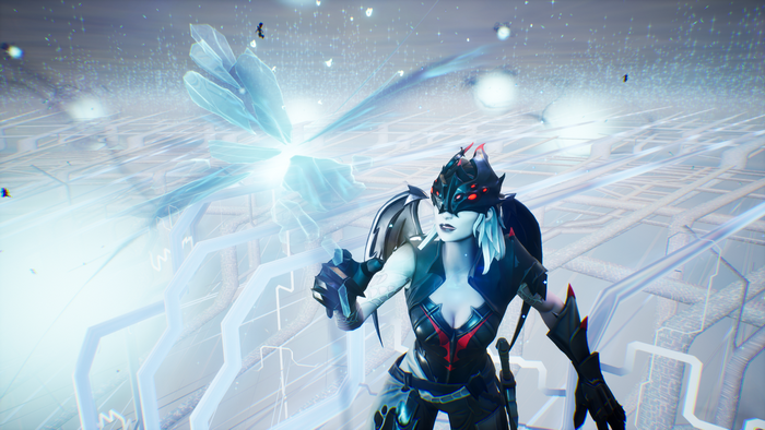 Fortnite character with spider mask and wings