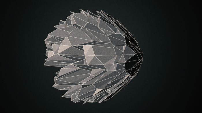 Abstract geometric low-poly sphere on dark background