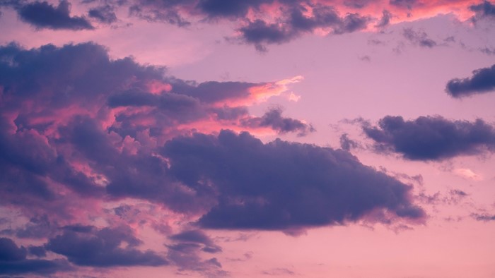 Pink and purple clouds at sunset