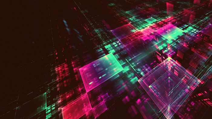 Abstract 3D geometric digital art with glowing lines