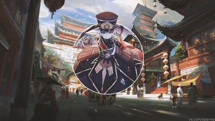 Altair from Re:CREATORS in a Japanese city