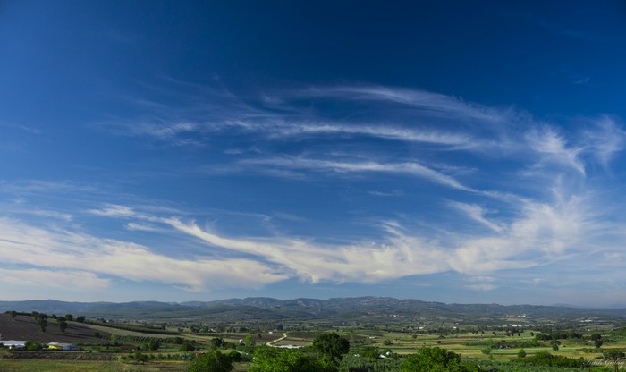 Landscape with blue sky and clouds