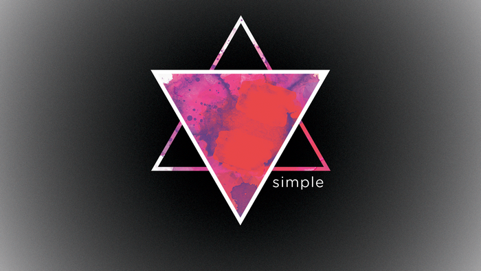 Abstract geometric design with watercolor splashes and text