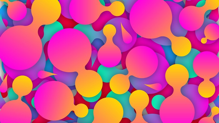 Colorful abstract shapes with pink and orange gradients