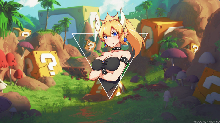 Bowsette from Super Mario in a jungle setting