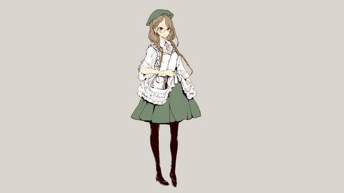Anime girl with glasses and beret