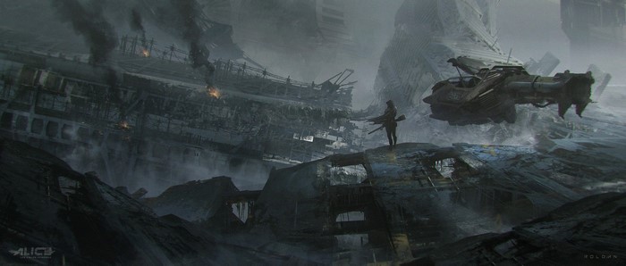 Artwork by Juan Pablo Roldan: Futuristic Wreckage