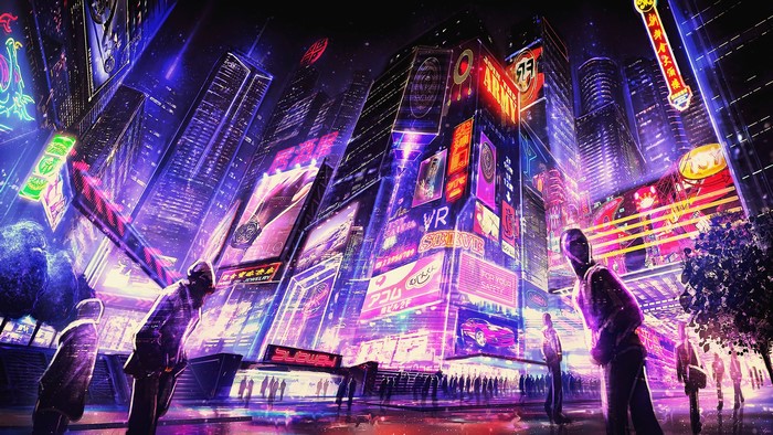 4K Cyberpunk Futuristic Cityscape at Night