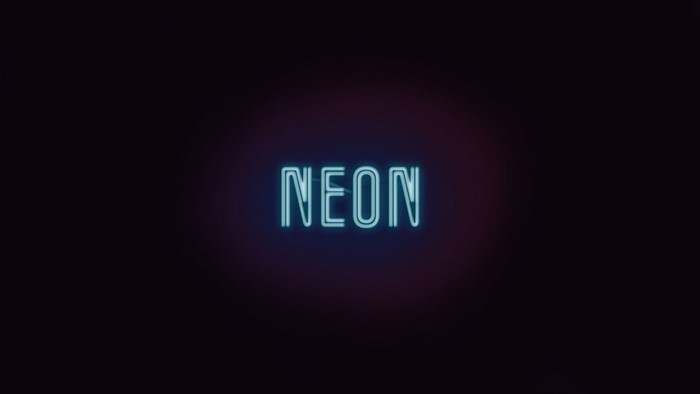Neon text on a dark background