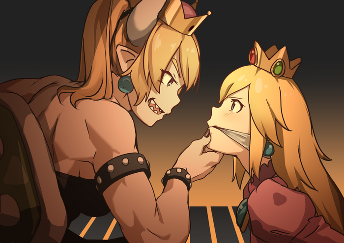Bowsette Confronts Princess Peach from Super Mario Bros
