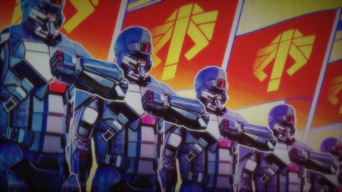 XCOM 2 soldiers with propaganda flags