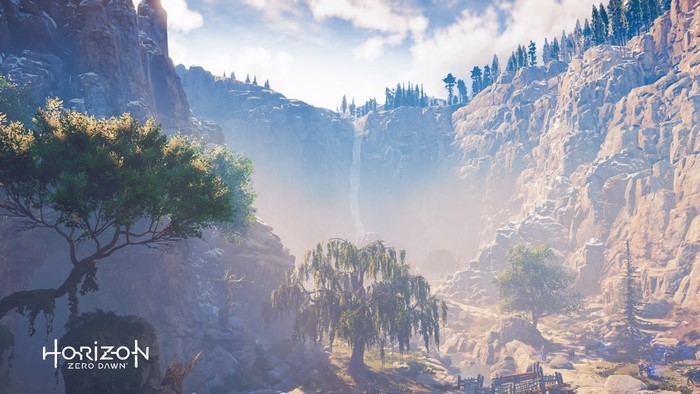Horizon Zero Dawn waterfall landscape