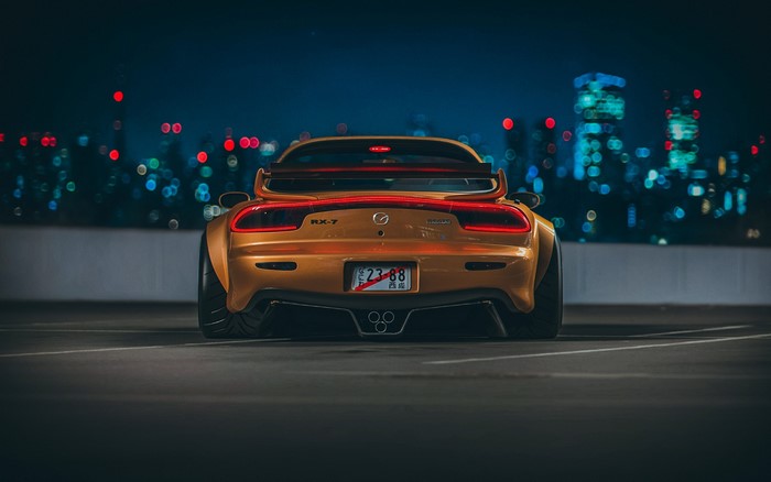 Mazda RX-7 FD Rear View at Night