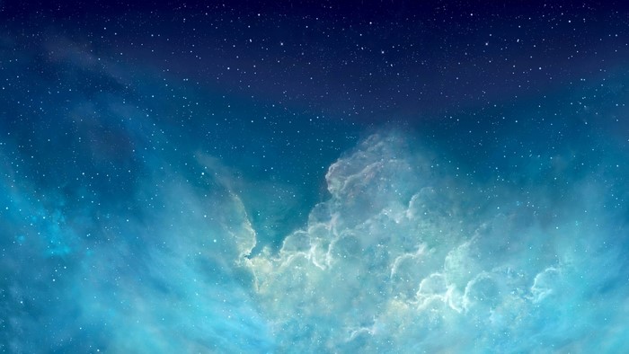 Starry night sky with nebula and clouds