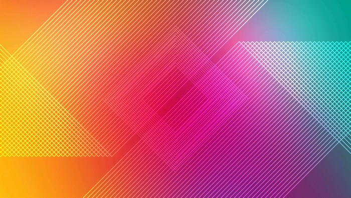 Geometric stripes on a colorful gradient background