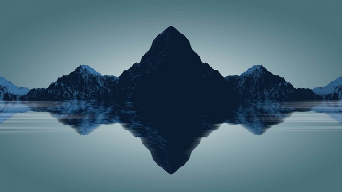 Dark Mountains Reflected in Water