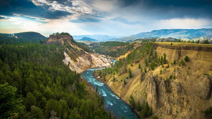 Yellowstone National Park River Canyon Landscape