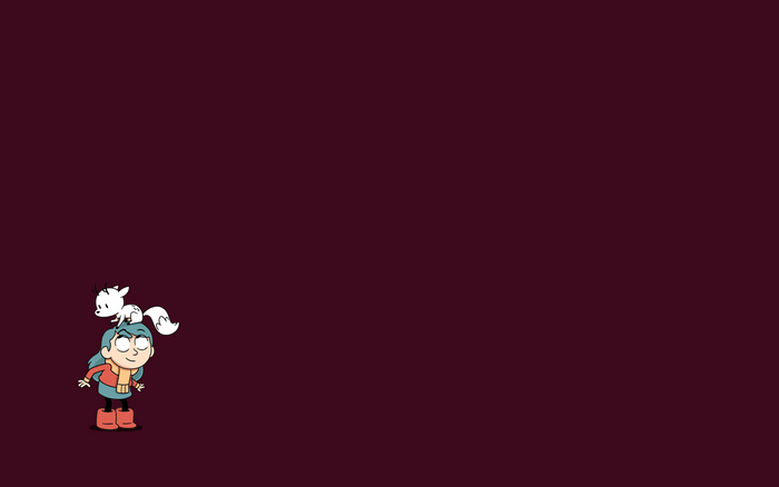 Hilda and Twig from Hilda on a dark background