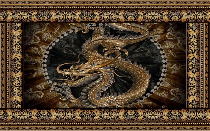 Golden Dragon with Ornate Border