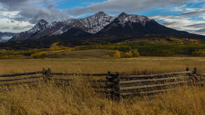 Mountains and fence in a landscape