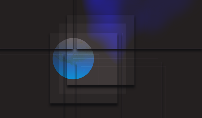 Abstract geometric composition with circle and squares