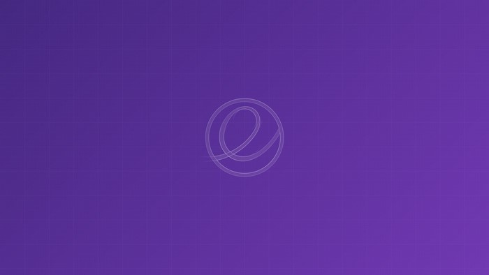 elementary OS logo on a purple grid background