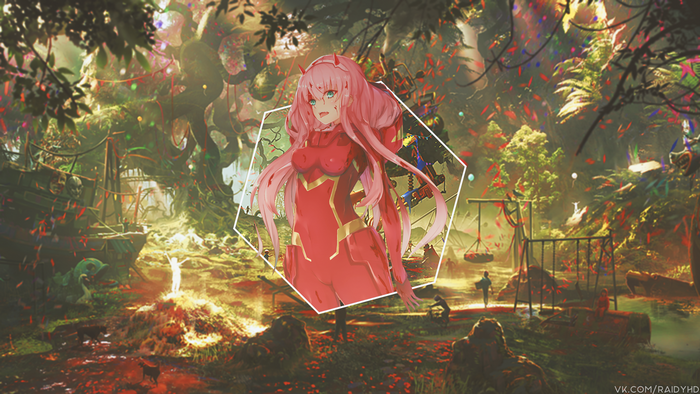 4K Zero Two from Darling in the FranXX in forest