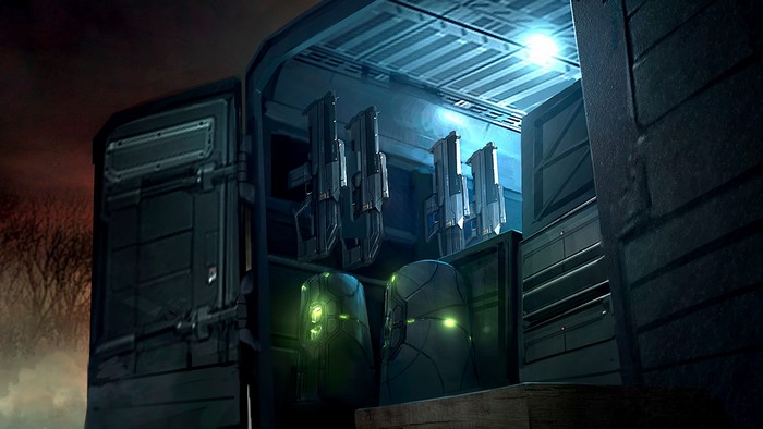 XCOM 2 concept art of weapons and pods