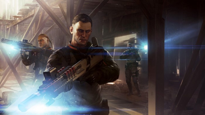 Soldiers with futuristic weapons in XCOM 2 concept art
