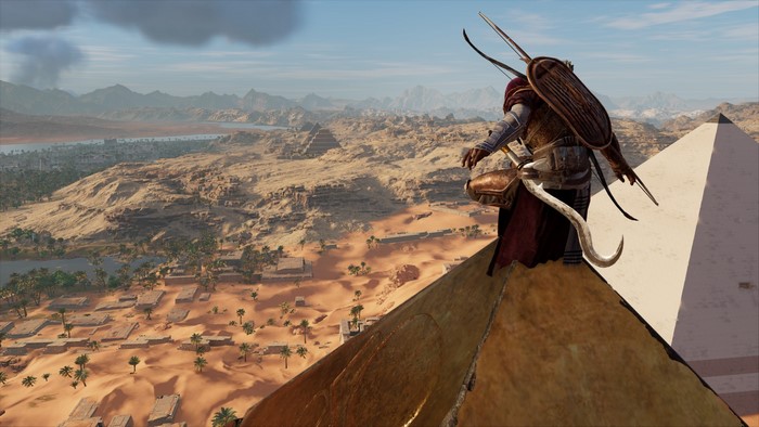 Assassin from Assassin's Creed: Origins on a Pyramid