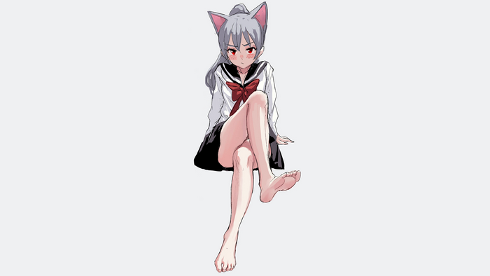 Anime girl with cat ears in sailor uniform