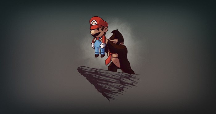 Donkey Kong holding Mario from Super Mario