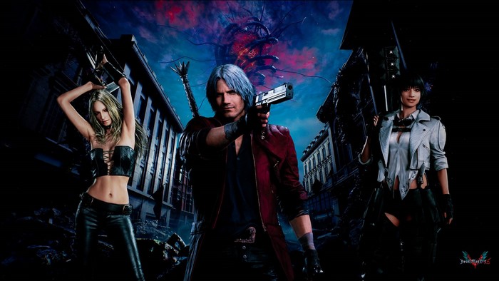 Dante, Lady, and Trish from Devil May Cry 5