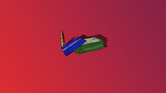 Bullet, Credit Card, and Stack of Cash