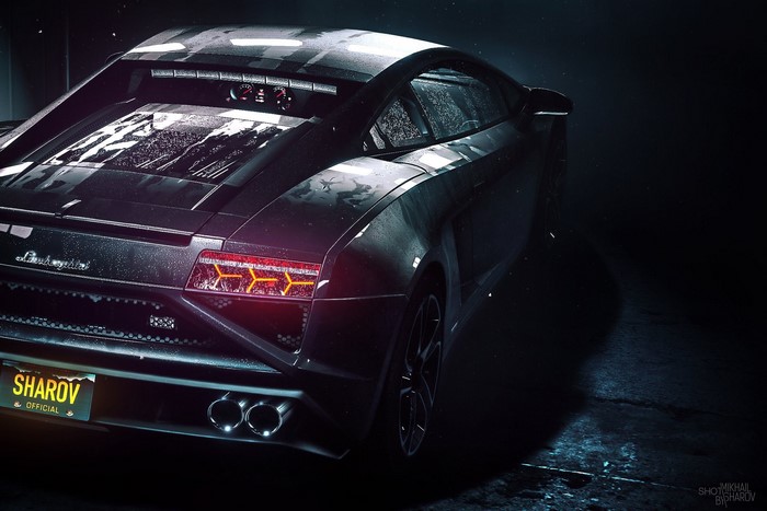 Black Lamborghini Gallardo with custom license plate