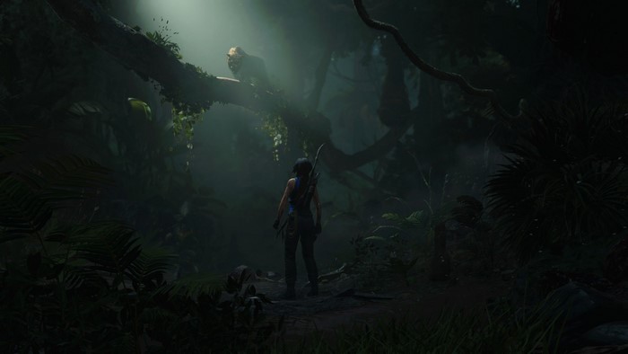 Lara Croft from Shadow of the Tomb Raider in a jungle
