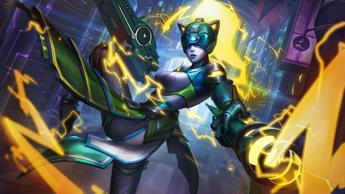 Futuristic warrior with energy weapon