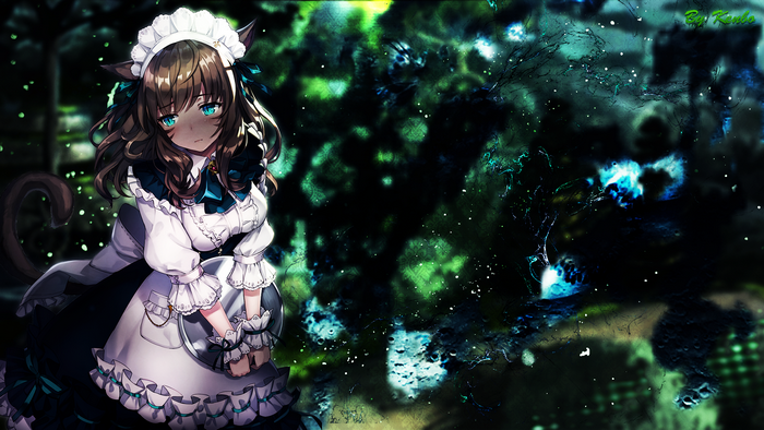 Anime Cat Maid in Dark Forest