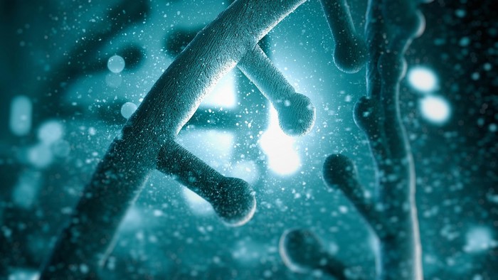 Abstract turquoise CGI DNA strand render