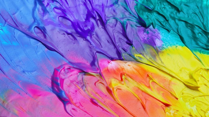 Colorful Abstract Blend of Pink, Blue, and Yellow