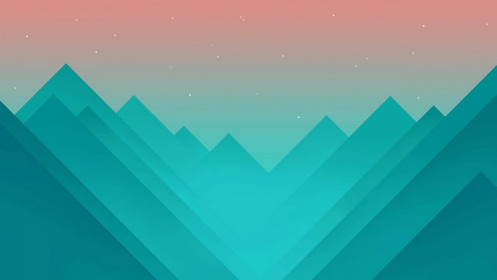 Abstract geometric mountains with gradient sky