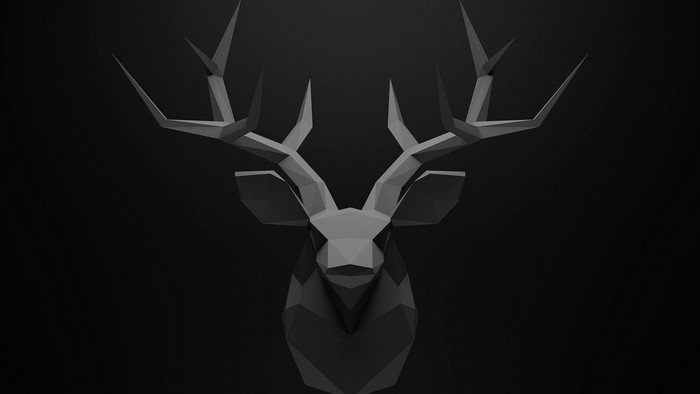 Monochrome low-poly deer head artwork