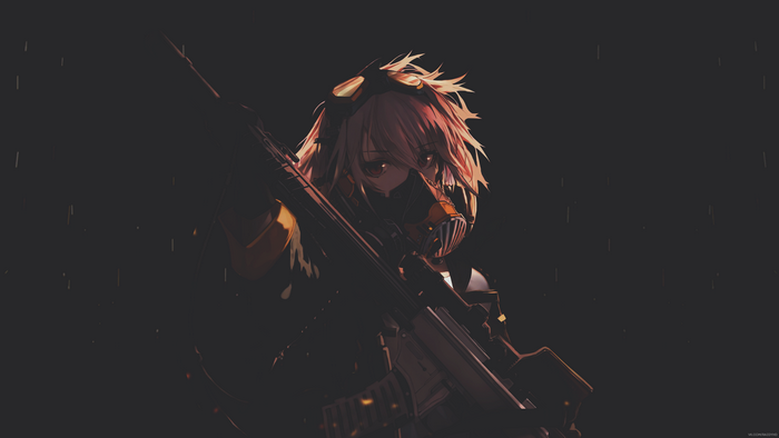 Anime girl with gun and mask