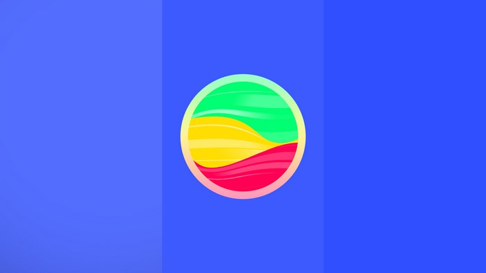 Abstract colorful waves in a circle on blue background