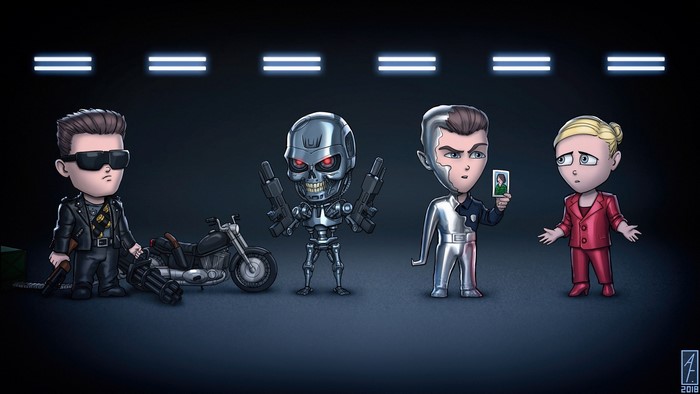 Chibi Terminators and Sarah Connor from Terminator