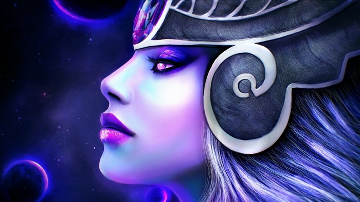 Syndra from League of Legends in space