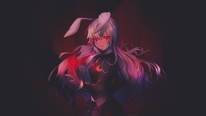 Anime girl with bunny ears and red eyes